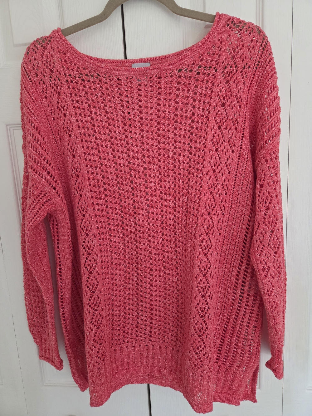 Chico's Open-Knit Sweater Coral Pink
